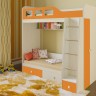 Двухъярусная кровать Астра 3 дуб молочный оранжевый
