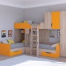Трехъярусная кровать Трио 2 дуб сонома оранжевый