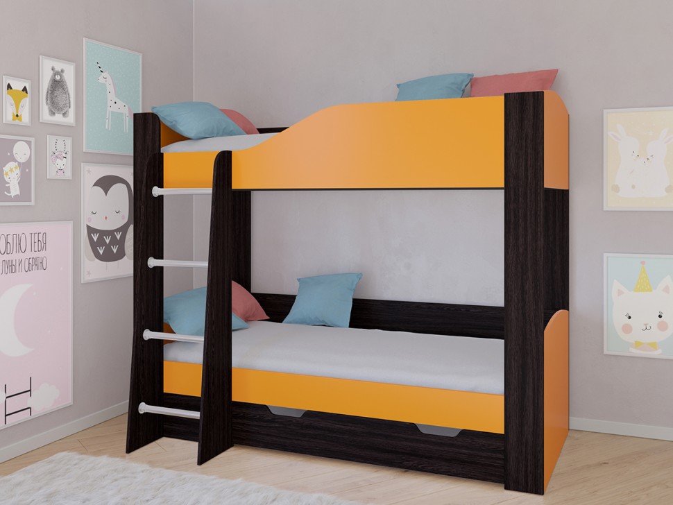 Двухъярусная кровать Астра 2 венге оранжевый