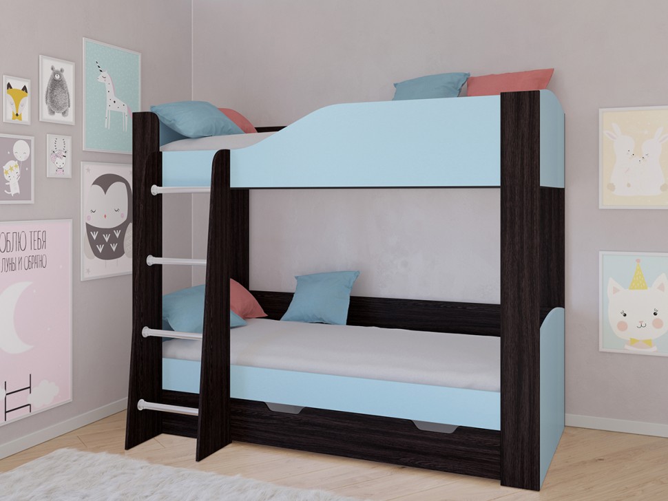 Двухъярусная кровать Астра 2 венге голубой