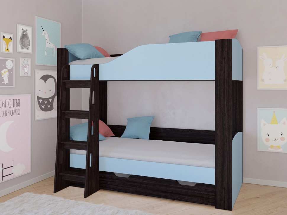 Двухъярусная кровать Астра 2 венге голубой