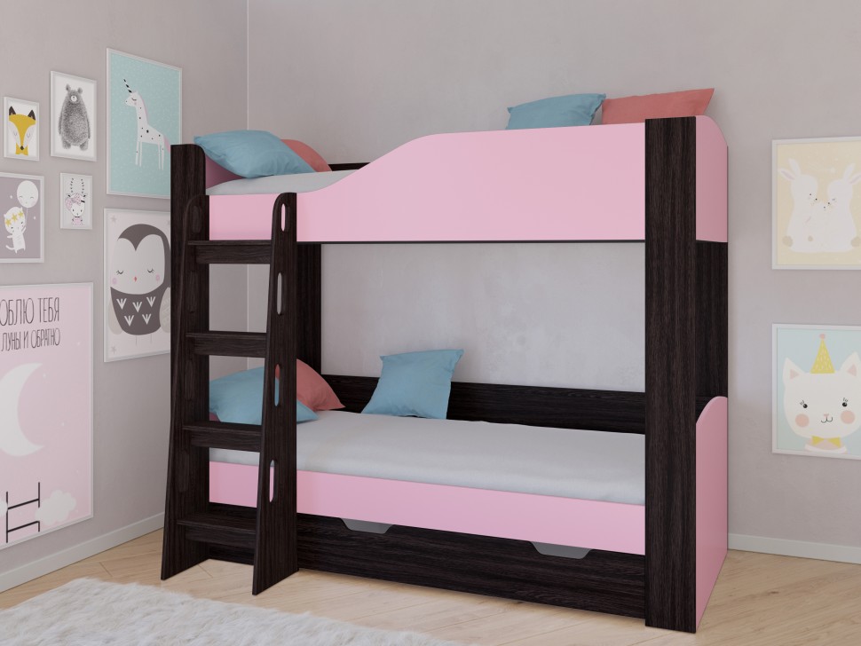 Двухъярусная кровать Астра 2 венге розовый