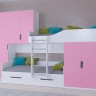 Двухъярусная кровать Лео белый розовый