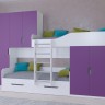 Двухъярусная кровать Лео белый фиолетовый