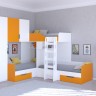 Трехъярусная кровать Трио 1 белый оранжевый