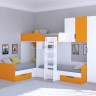 Трехъярусная кровать Трио 2 белый оранжевый