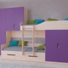 Двухъярусная кровать Лео дуб молочный фиолетовый