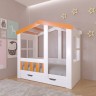 Кровать Астра домик с ящиком белый оранжевый