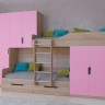 Двухъярусная кровать Лео дуб сонома розовый