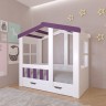 Кровать Астра домик с ящиком белый фиолетовый