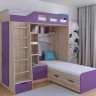 Двухъярусная кровать Астра 4 дуб сонома фиолетовый